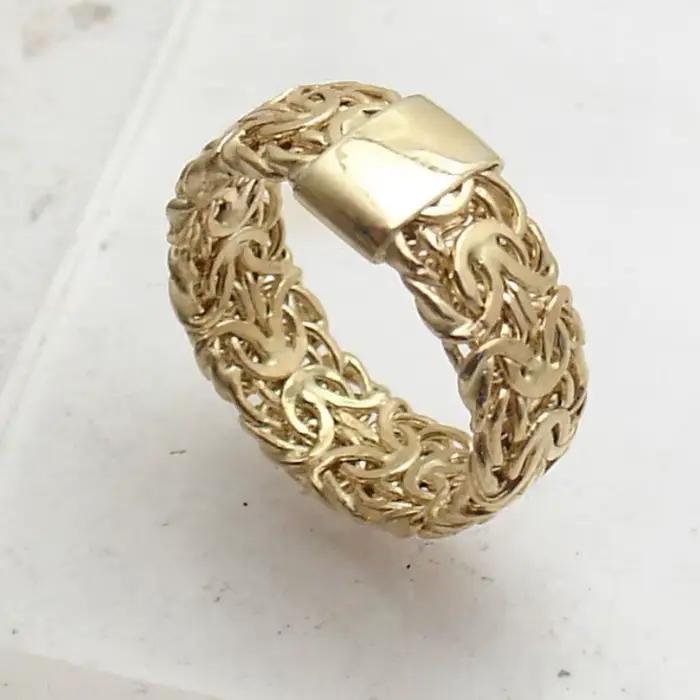 Bague plaquée or en forme de chaîne unisexe style hip hop vintage pour carnaval et anniversaire cadeau audacieux