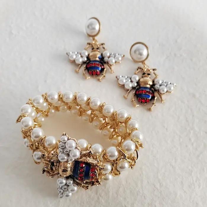 Ensemble de bijoux en cristal bleu marine pour femme
