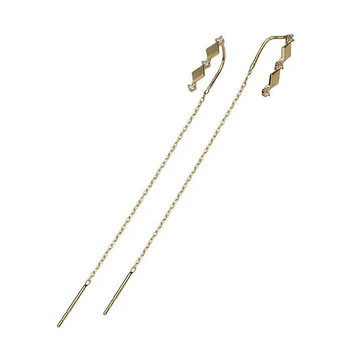 Boucles d'oreilles à clous en argent sterling 925 plaqué or incrustées de cristaux zirconium pour femmes style rétro chic événements spéciaux