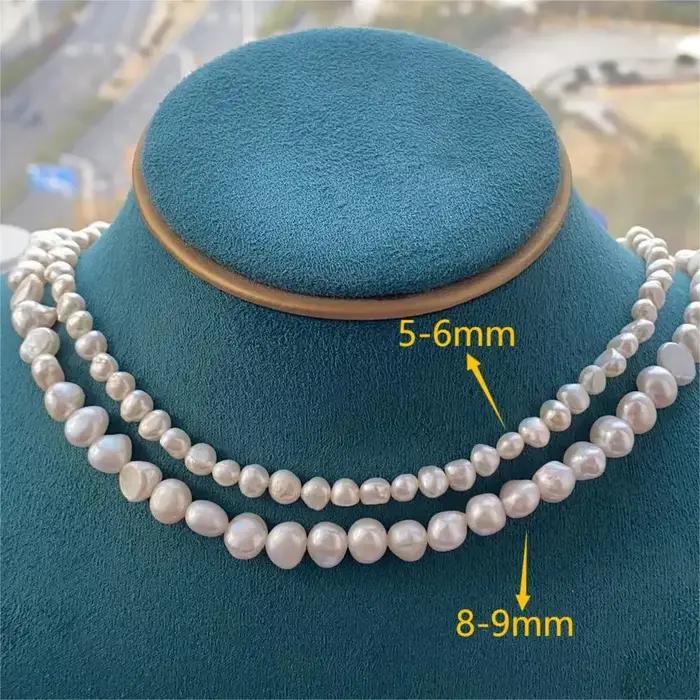 Collier ras du cou en perles d'eau douce baroques naturelles pour femmes et filles