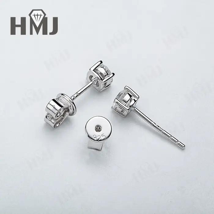 Boucles d'oreilles clous en diamant taille ronde 3mm 4mm en argent sterling 925 plaqué or 18 carats