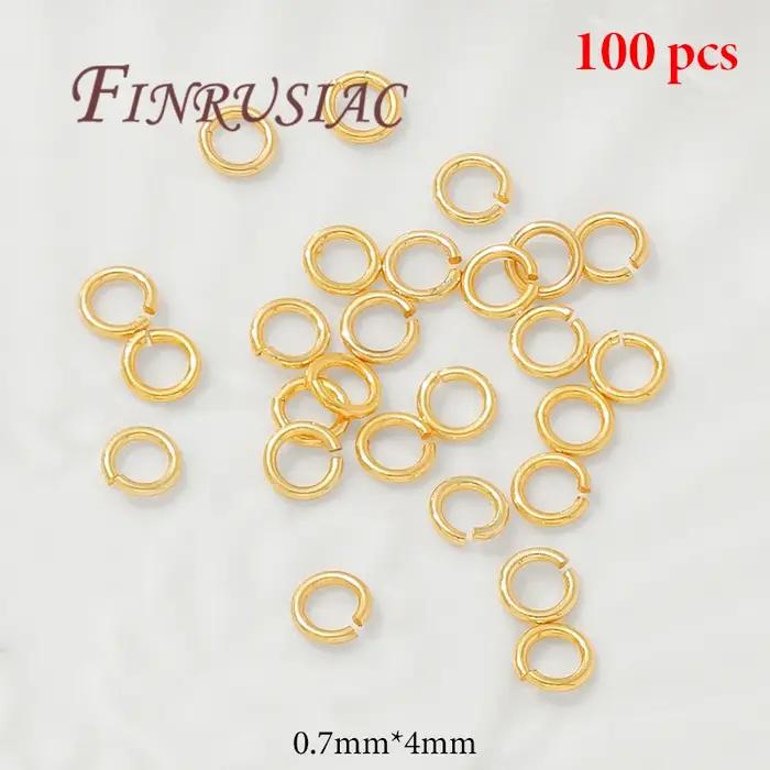 Anneaux ouverts plaqués or 18 carats, 50 à 100 pièces, 4-8mm, pour la fabrication de bijoux, anneaux