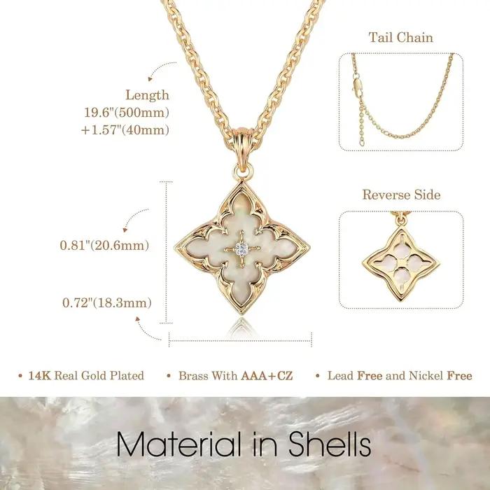 Collier trèfle pour femmes délicat plaqué or CZ pendentif