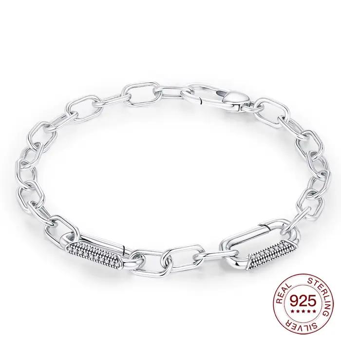 Nouveau Bracelet en argent Sterling 925, fermoir en diamant, breloque perlée pour femmes, bijoux à f
