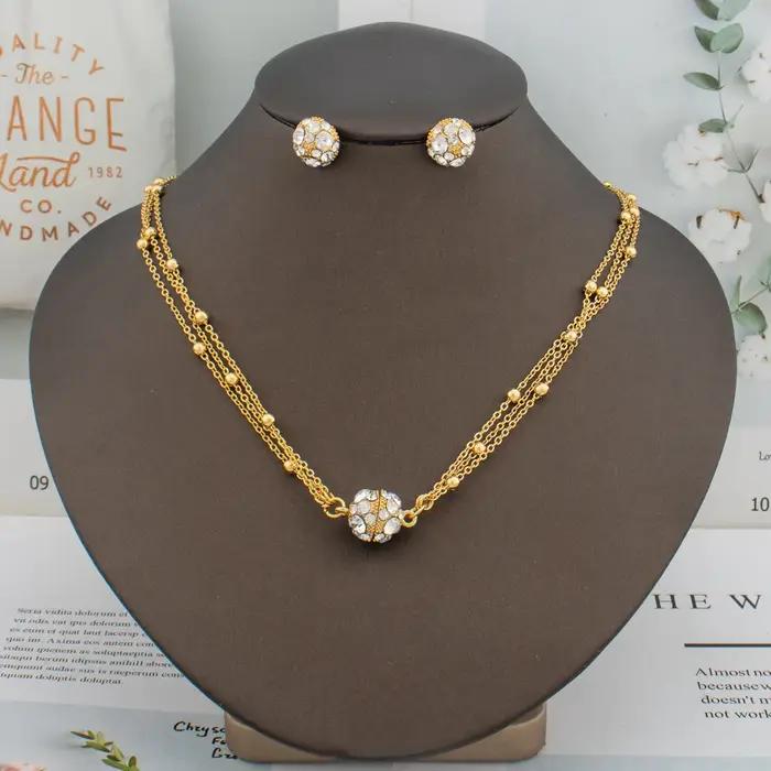 Ensemble de bijoux de luxe couleur or pour femmes, mode de mariée, Micro incrusté de cristal, boucle