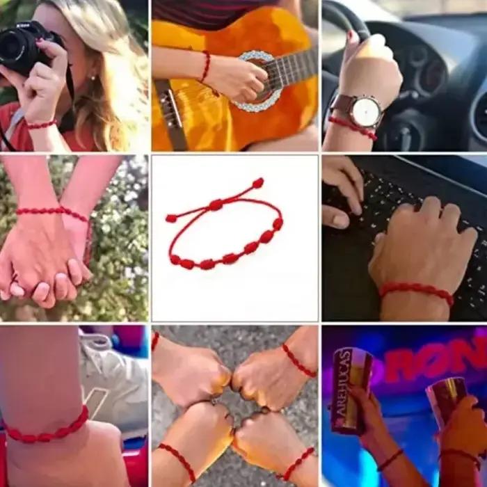 Bracelet rouge tressé à la main coton porte-bonheur symbole de chance et protection pour femmes occasions spéciales