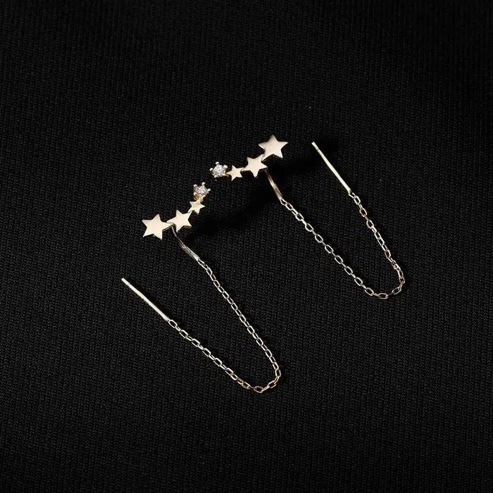 Boucles d'oreilles longues pompon en argent 925 pour femmes