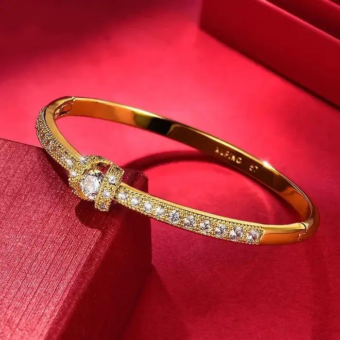 Bracelet en or AU999, bracelet à fermoirs en diamant, bracelet simple et léger pour femmes, bracelet