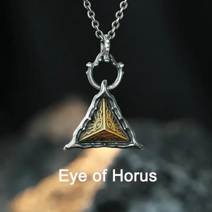 Collier œil d'Horus en cuivre pour hommes, pendentif mythologique de protection et tracker d'humeur pour soirées et événements spéciaux