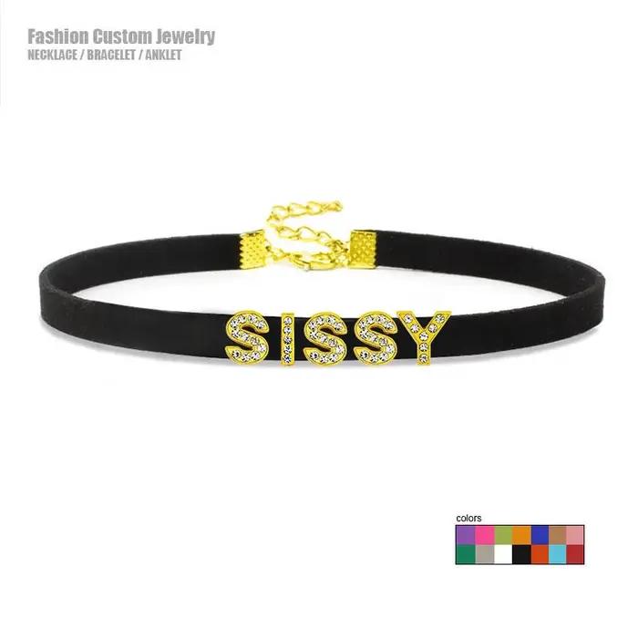 Lettres Sexy uniques SISSY Collier ras du cou femmes hommes nom personnalisé mot Cosplay