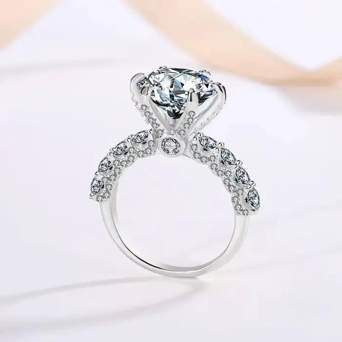 Bagues en argent sterling S925 avec moissanite 5 carats