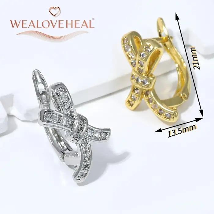 Crochets d'oreilles de luxe en laiton plaqué or 18 carats avec nœud papillon