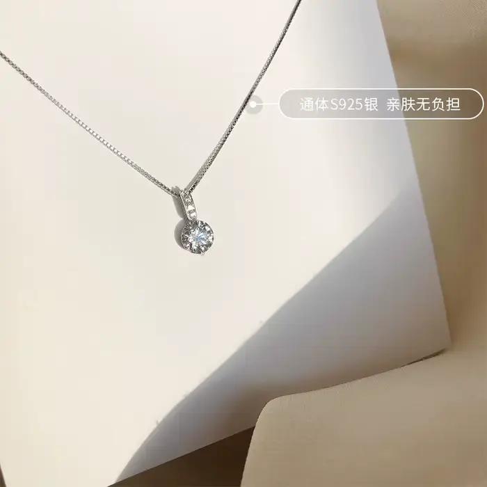 Collier pour femme en argent sterling 925, bijoux de luxe avec zircon rond, qualité supérieure, bijoux exquis Money 925