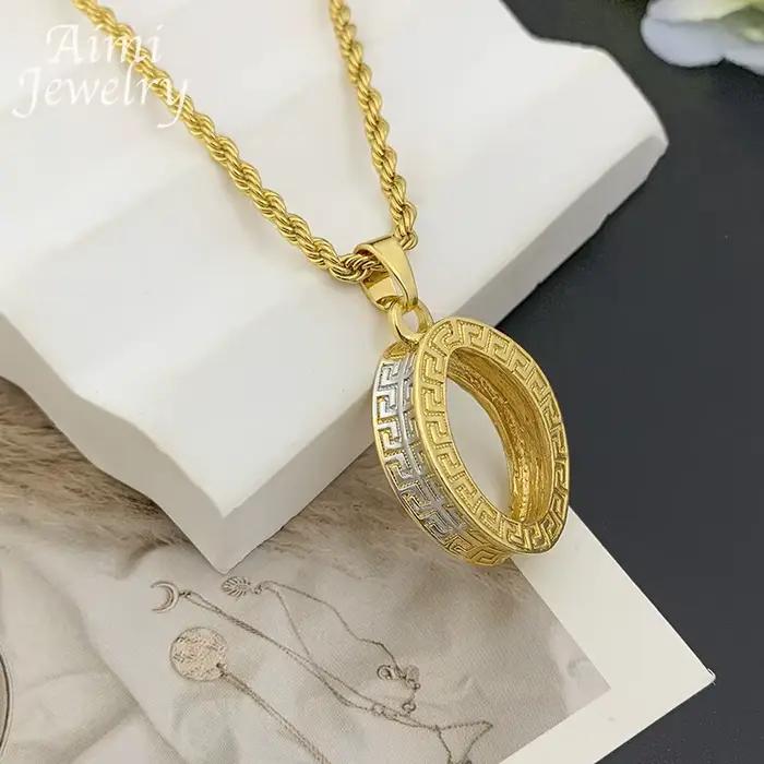 Ensemble de bijoux de luxe plaqués or pour femmes, pendentif avec chaîne, boucles d'oreilles pendantes, cadeaux d'anniversaire de mariage, accessoires de bijoux