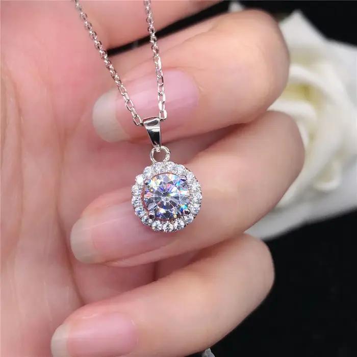 Pendentif en or blanc pur 18 carats pour femme