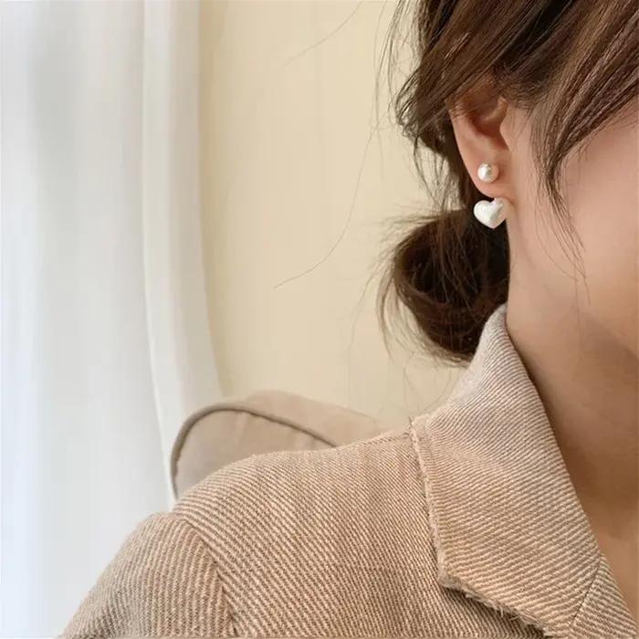 Nouvelle mode amour coeur perle boucles d'oreilles pour les femmes doux élégant tempérament goutte boucle d'oreille tendance bijoux accessoires