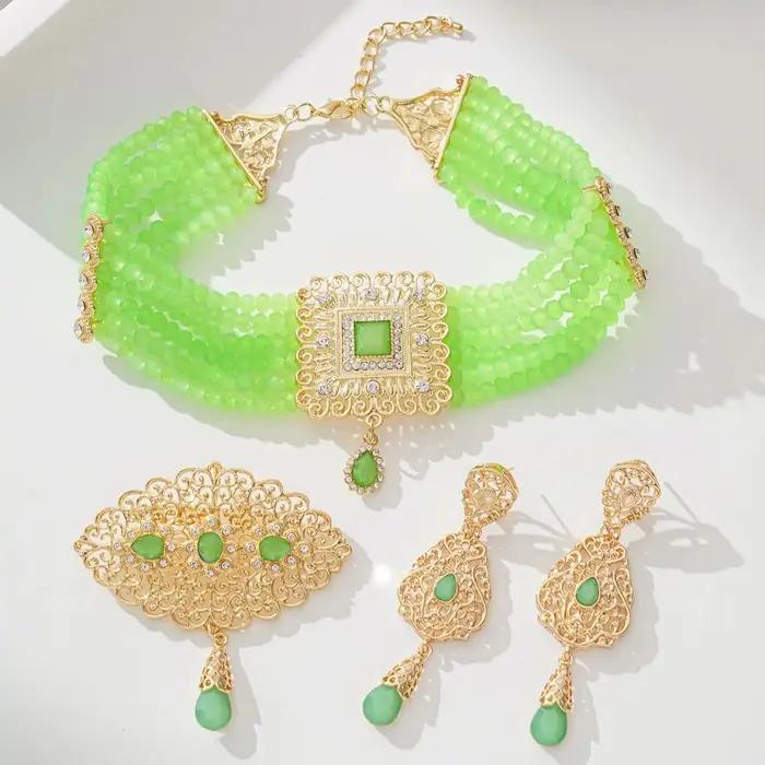 Ensemble de collier ras du cou plaqué or pour femmes