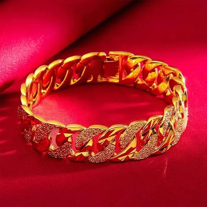 Bracelet classique en or véritable 24 carats 9999