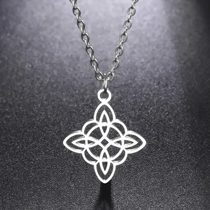 Collier de nœud de sorcellerie en acier inoxydable avec croix celtique pour homme et femme pour parties et occasions spéciales