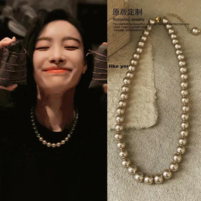 Collier de perles de couleur Champagne pour femmes