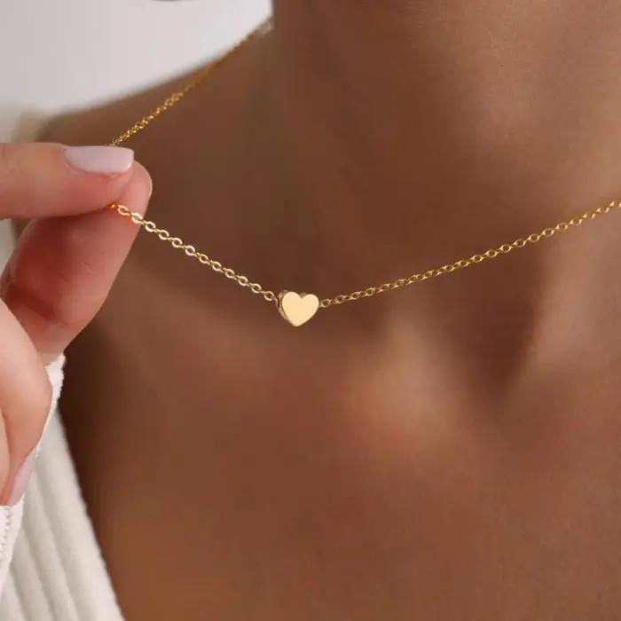 Collier coeur plaqué or acier inoxydable pour femme occasion speciale elegant cadeau amie mère sœur épouse