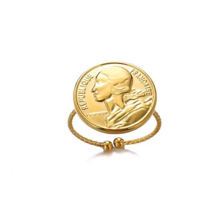 Bague en acier inoxydable couleur or avec portrait de Mariana, ajustable, élégante et romantique, idéale pour les occasions spéciales, cadeau pour femmes et hommes