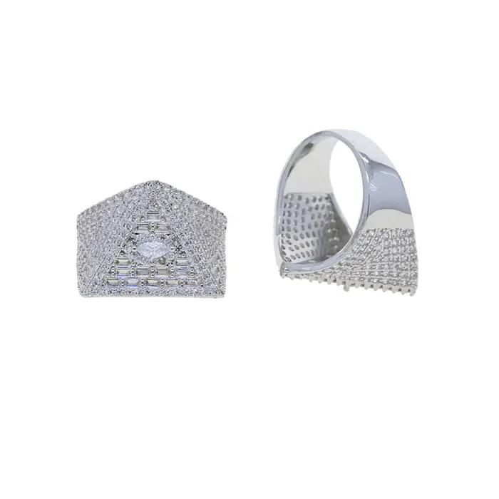 Bague maçonnique IlluminSauEye en plaqué or 18 carats avec zircone cubique pour hommes styles hip-hop rock tracker de sommeil humeur