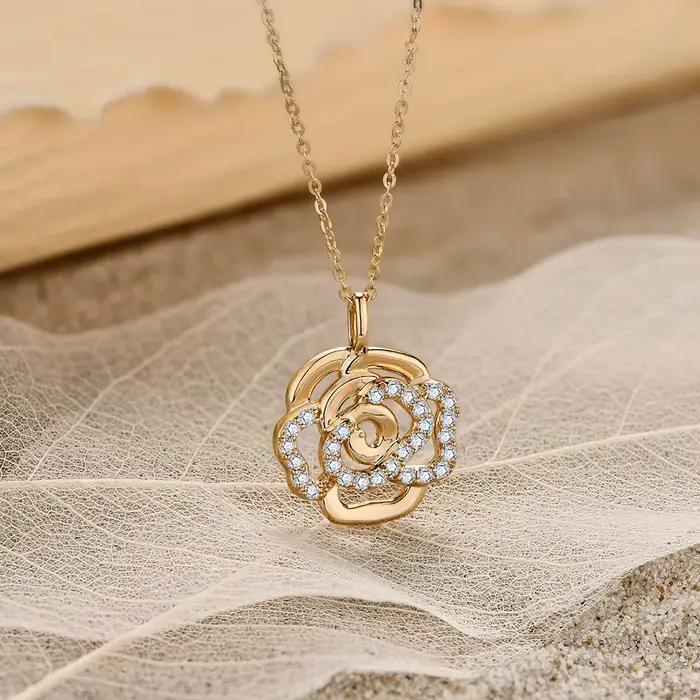 ATTAGEMS-Collier Moissanite en Argent Sterling 925 pour Femme et Homme, Pendentif Fleur, Qualité Supérieure, Patients de Mariage, Bijoux Fins