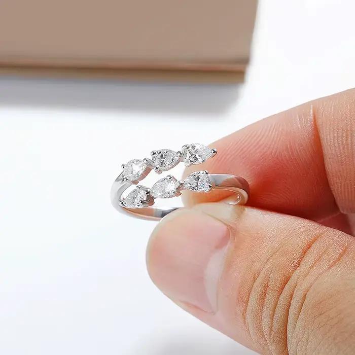 Smyoue – bague Moissanite certifiée goutte d'eau pour femmes