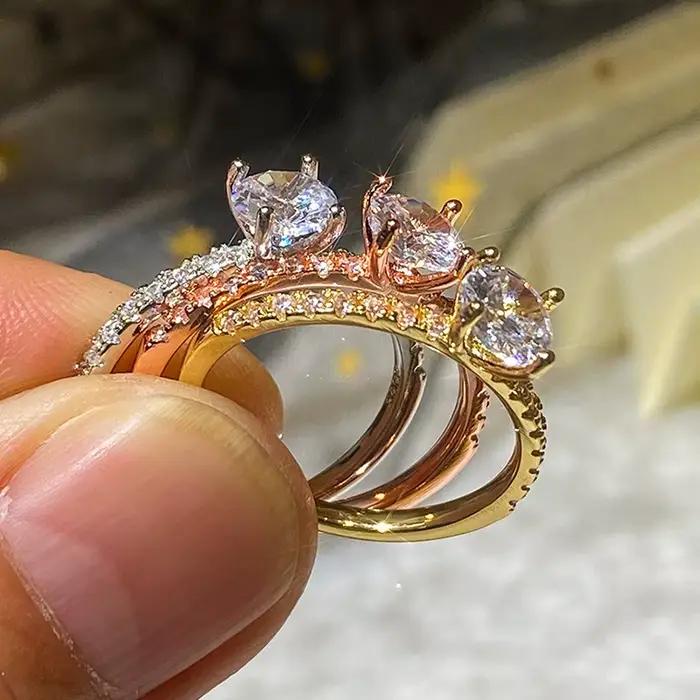 Bague de fiançailles de mariage en argent Sterling 925 pour femmes