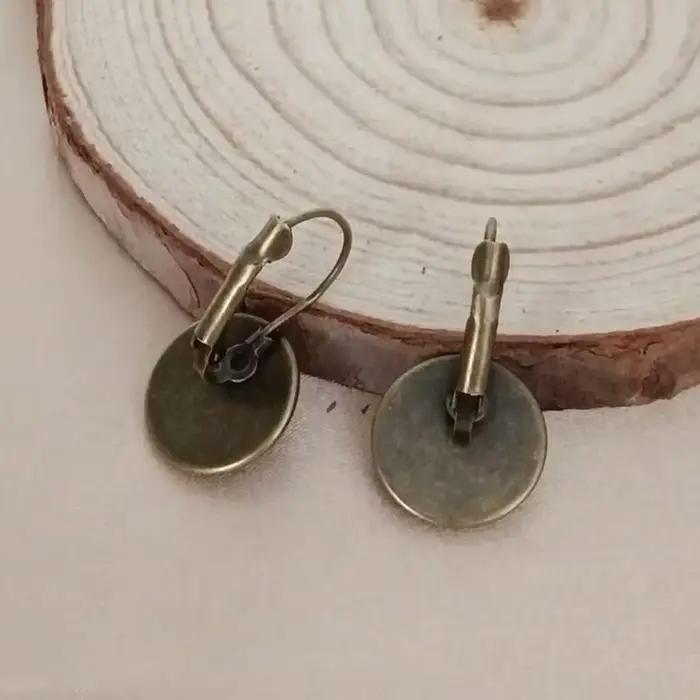 Boucles d'oreilles Vintage en grappe de fleurs, rondes rétro, Bronze Antique, dôme en verre, bijoux pour femmes