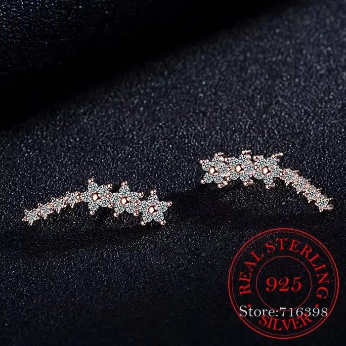Boucles d'oreilles étoile en cristal en argent Sterling 925 pour femmes, cadeau de fête, bijoux hypoallergéniques en argent Sterling