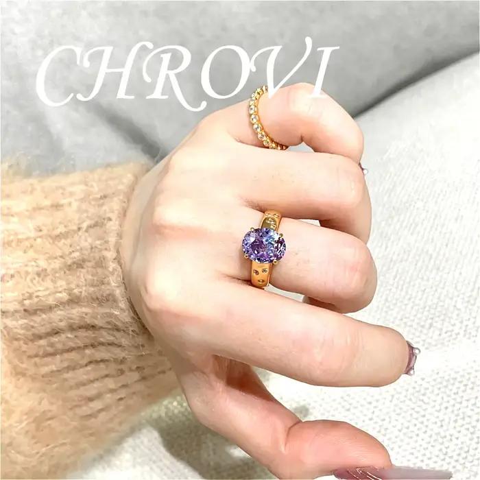 Bague en or de style vintage avec zircon violet rétro et diamant à haute teneur en carbone pour femmes occasions spéciales élégante à offrir pour partys et événements