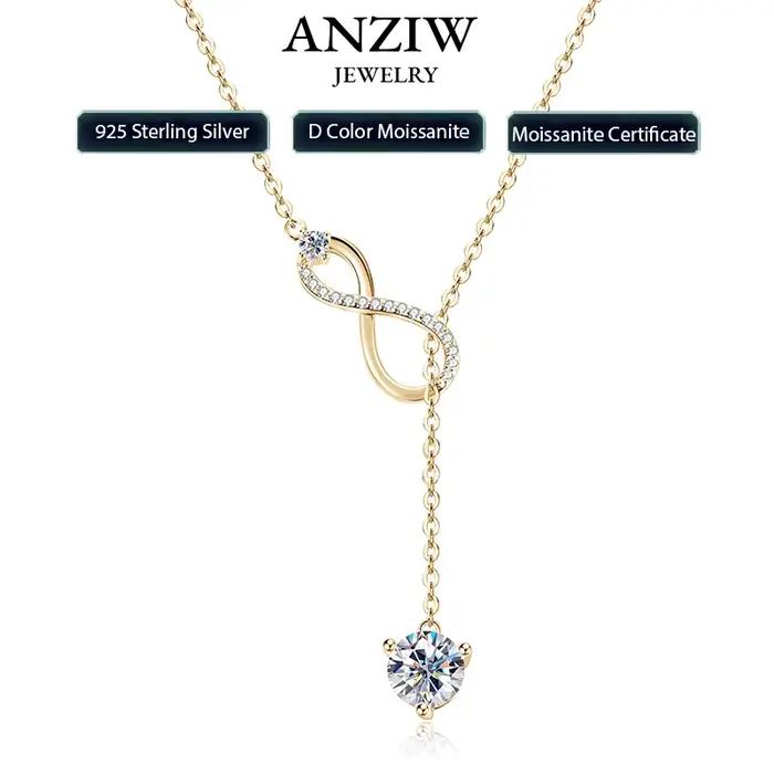 Collier en argent sterling 925 sertie de Moissanite pour femmes occasions spéciales vintage classique trendy élégant cadeau anniversaire mariage