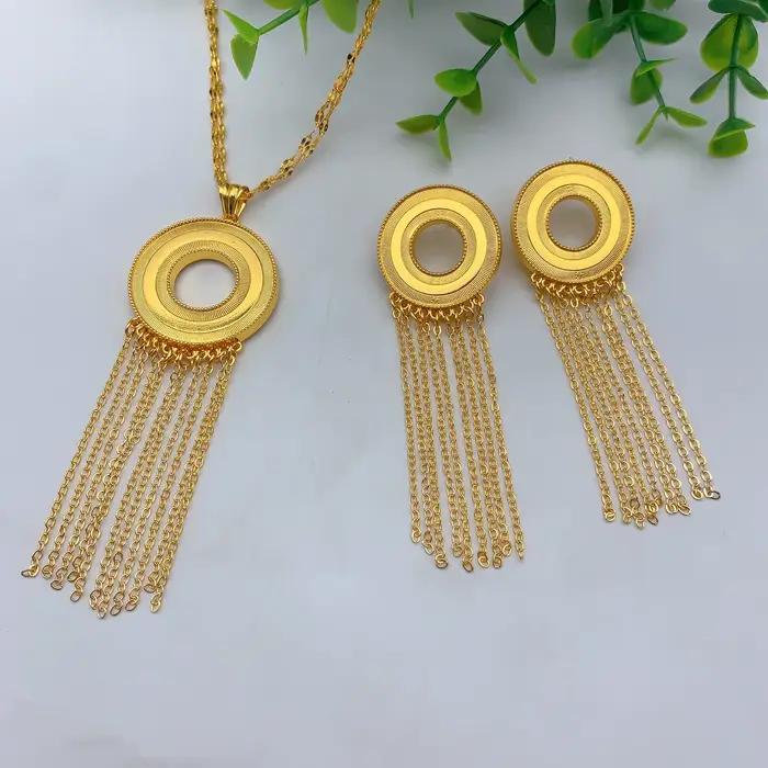 Ensemble de colliers et boucles d'oreilles plaqués or africain pour femmes, style bohème, mariage et fêtes