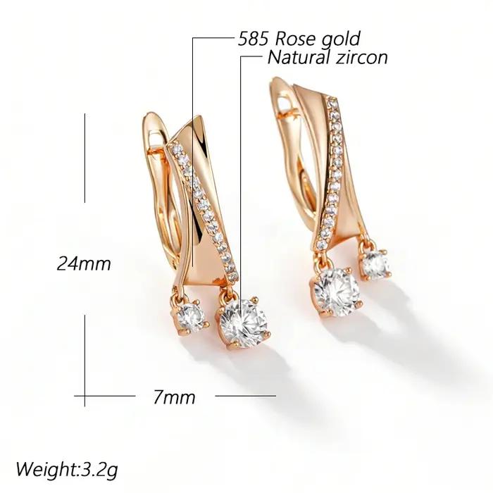 Kinel Nouvelle Tendance Boucles d'oreilles pendantes couleur or rose 585 pour femme