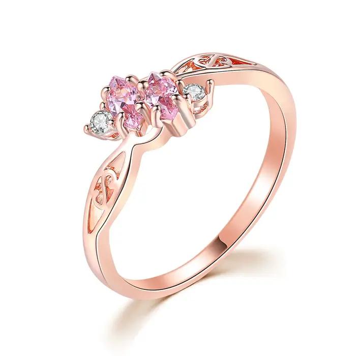 Bagues délicates en cristal Rose or pour femmes