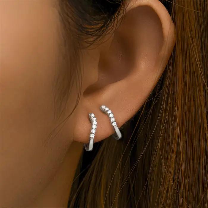 Boucles d'Oreilles en Argent Sterling 925 avec Zirconium Micro-Incarné Pour Femmes Occasions Spéciales Fêtes Mariages Anniversaires