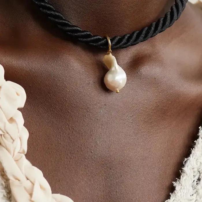 Collier pendentif en perles baroques naturelles pour hommes et femmes