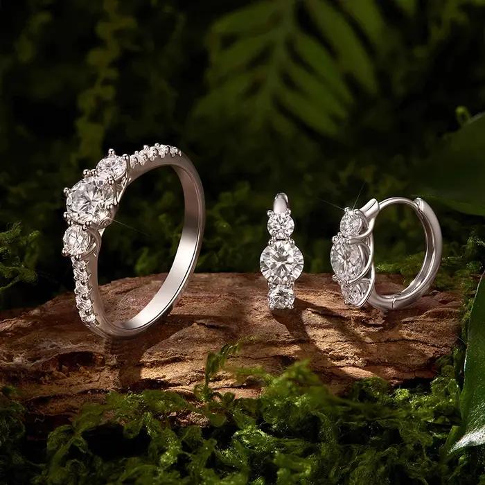 Boucles d'oreilles BAMOER en moissanite plaquées en argent sterling 925 pour femmes occasions spéciales anniversaire fiançailles soirée mariage