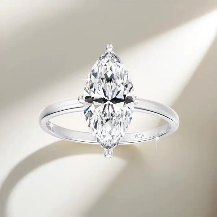 GRA 2/3CT Moissanite bague de fiançailles pour femmes homme Marquise coupe VVS1 925 argent scintillant diamant bijoux pour cadeaux de mariage