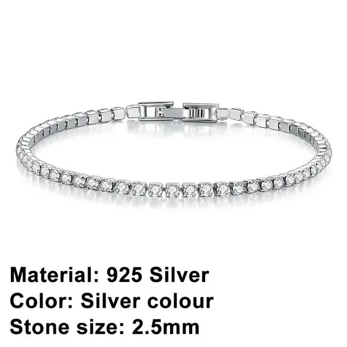 Bracelet tennis en argent sterling 925 plaqué or rose, serti de cristaux étincelants en zircone cubi