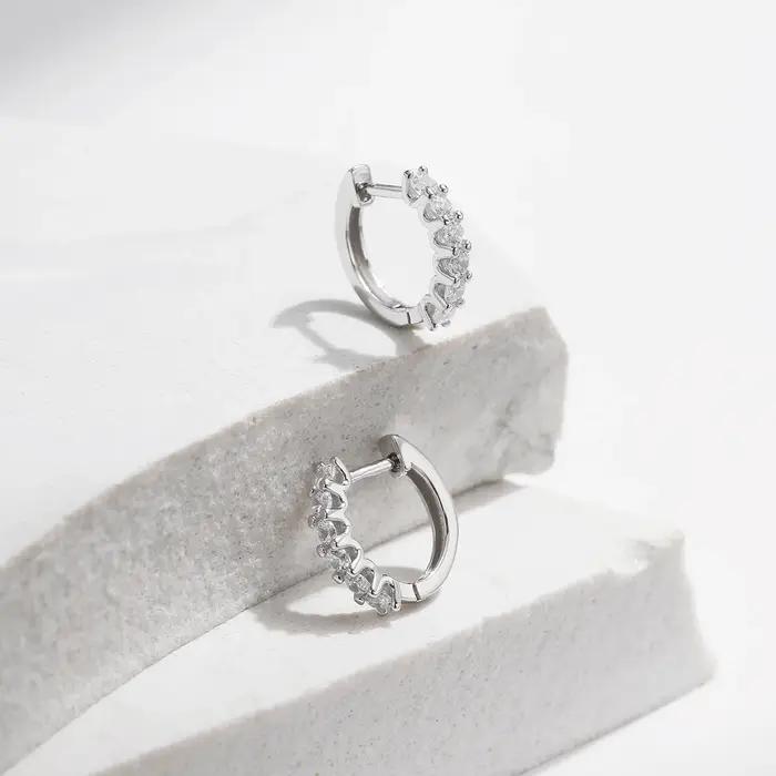 Boucles d'oreilles créoles en argent sterling 925 serties de Moissonite pour femmes occasions spéciales mariage élégantes à offrir