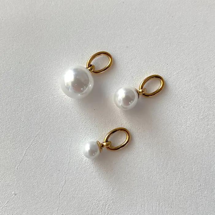 EManco – Lot de 3 breloques en perles d'imitation cultivées avec anneaux de jonction en acier inoxydable pour colliers
