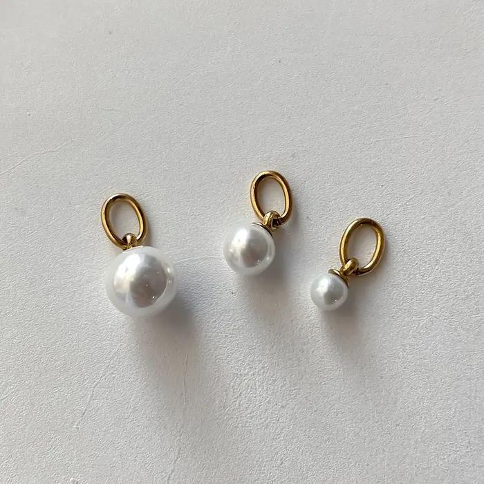 EManco – Lot de 3 breloques en perles d'imitation cultivées avec anneaux de jonction en acier inoxydable pour colliers