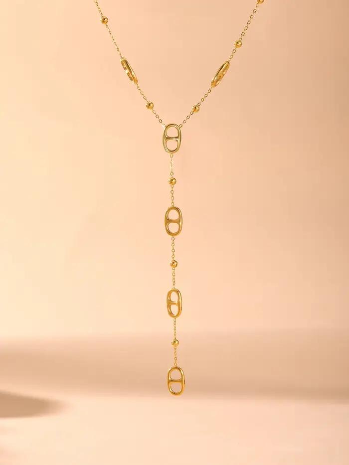 Nivora mode longue chaîne en acier inoxydable colliers pour femmes PVD véritable plaqué or métal fem