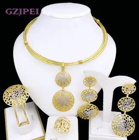 Ensemble de bijoux plaqué or pour femmes élégants collier pendentif bague bracelet pour occasions spéciales