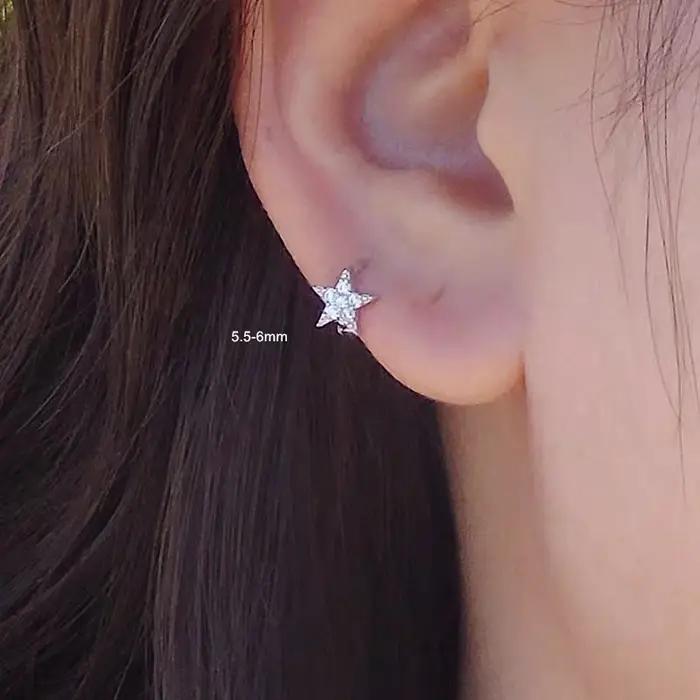 925 boucle d'oreille en argent Sterling mode Zircon croix Mini anneau