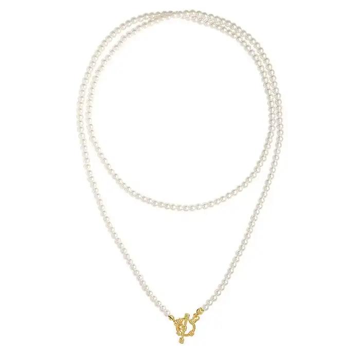 Collier de perles rétro pour femmes, méthode d'usure Multiple exagérée, Long collier