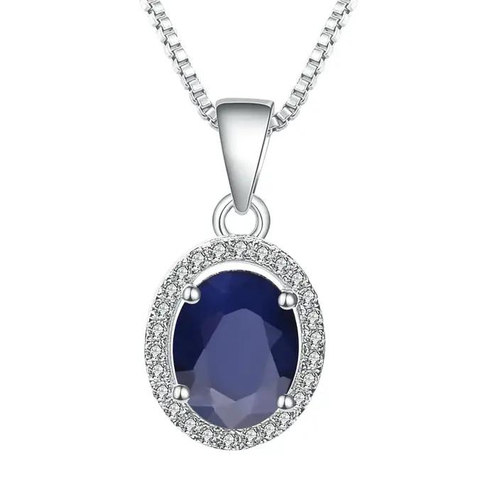 Gem's Ballet – collier avec pendentif en argent 585 pour femmes, bijoux en saphir bleu naturel, or 925, 14K, 10K, 18K